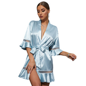 Robes de mariée courtes en soie de luxe sur mesure en gros pour femmes Robe en satin à dentelle Sexy - Product Image 3