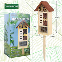Hôtel à insectes moderne en bois à suspendre et à insérer, deux modes de fixation, pour abri de jardin pour abeilles, papillons, coccinelles et insectes bénéfiques