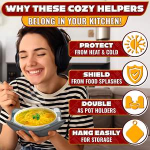 DB 4 Pcs Microwave Bowl Cozy <b>Holders</b> Gray White Checkered Heat Resistant <b>Utensils</b> for Hot Food Protection Protect Hands - Product Image 4