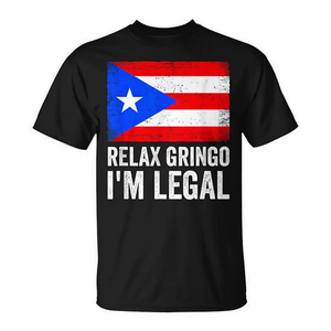Camiseta Unisex para Adultos con la Bandera de Puerto Rico, Relax Gringo, I'm Legal - Product Image 2