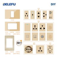 DELEFU Panneau de commutation mural modulaire en aluminium couleur or champagne, prise murale norme brésilienne NBR 118mm, clé de fonction combinée DIY 16A 250V