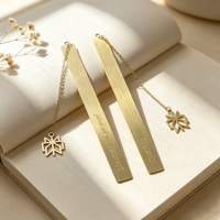 Marque-pages portables fins en laiton avec logo gravé personnalisé, pendentif géométrique creux, accessoire de lecture pour livres