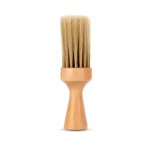 Soft Bristles Barber Neck Duster Brush Custom LOGO Wooden Handle Cleaning Brush For Salon