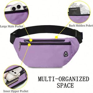 Custom GPS Enabled Waterproof Nylon Fanny Pack Adjustable Strap Multi Pocket Waist <b>Bag</b> for Men Women Travel Outdoor Adventures - Product Image 3