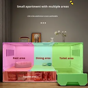 Villa pour chat en bois assemblée HB358965 Zhejiang, une pièce, un salon, une salle de bain, toilettes intégrées, espace intérieur gain de place - Product Image 4