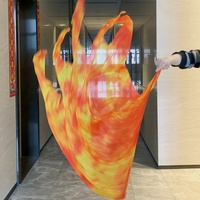 Grandes drapeaux de prière en soie Nayaking avec pompons pour la louange prophétique et la danse, bannière de ministère fluide peinte à la main, tie-dye