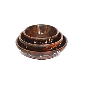 Plateau de service en bois au Look Vintage Unique avec poignée en laiton fabricant exportation plateau de service en bois au Design fait à la main de l'inde - Product Image 2