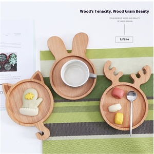 Plato de cena de dibujos animados de madera para niños, bandeja para el hogar para pastel, pan, merienda, fruta, plato de comida duradero - Product Image 3