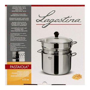 Lagostina Pasta <b>Cooker</b> 5L Stainless Steel With Glass Lid Steamer Pot - Product Image 3