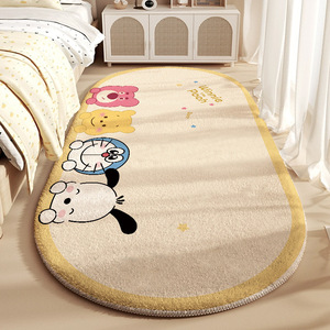 Alfombras Junrui para niños, alfombra ovalada de imitación de cachemira, antideslizante, con dibujos animados de animales, tapete para la cabecera de la cama, para dormitorio infantil. - Product Image 4