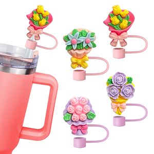 จุกปิดหลอดดูดน้ำลายดอกไม้ซิลิโคน  จุกปิดหลอดดูดน้ำแบบเรียบง่ายทันสมัย  ฝาครอบหลอดพลาสติก  ฝาครอบป้องกันหลอด - Product Image 1