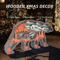 Ornement en bois sculpté d'ours de haute qualité, décoration créative pour la maison et le bureau, animal écologique, livraison directe de Noël