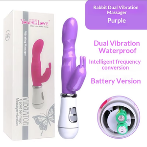 Vibrateur double vibrant rechargeable en silicone en forme de lapin pour point G, étanche, intégré, pour masturbation féminine, vente en gros à prix réduit - Product Image 2