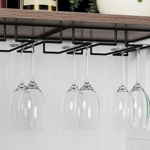 Boerderijstijl wit houten 47 inch LED verstelbare wijnbar kast met glazenhouder en oplaadstation - Product Image 6