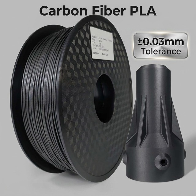 HELLO3D Hot Sale 1kg/roll PLA Black Carbon Fiber 3D Printer Filament 1.75mm Plastic Rods High Demand 3D Printing Material