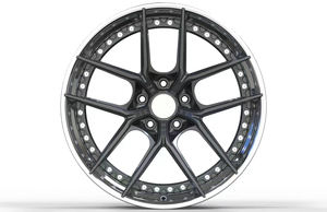 Jantes noires <span class=keywords><strong>de</strong></span> <span class=keywords><strong>16</strong></span> à 24 <span class=keywords><strong>pouces</strong></span> avec garniture argentée roues concaves à plat profond roues forgées 5x120 vis décoratives pour R8 S7 R5 - Product Image 2