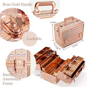 Kotak Rias Profesional Besar, Kotak Perlengkapan Kuku, Kotak Rias Perjalanan, Kotak Rias Aluminium, Kotak Penata Rambut, Koper Rias dengan Kunci - Product Image 4