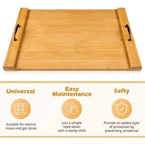 Couvercle supérieur de poêle en bambou en bois, planche à découper couvercle supérieur de poêle panneau de nouilles brûleur de poêle couvertures de gaz - Product Image 2