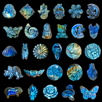 Lion sculpté à la main en labradorite bleue et pierre de lune, idéal pour la décoration intérieure, cadeau sur le thème de la pierre gravée - Vente en gros