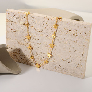 Collar con Colgante de Joyería, Chapado <span class=keywords><strong>en</strong></span> Oro de 14K, Acero Inoxidable, Collar con Colgante de Estrella de Hilo Dorado Multicapa, Joyería Femenina - Product Image 2