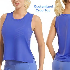 Ice Silk <b>Crop</b> Workout Tank <b>Tops</b> for Women Cool-Dry Sleeveless Loose Fit Yoga Shirts - Product Image 1