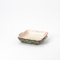 Plat de cuisson en porcelaine céramique Offre Spéciale avec poignée Plaques carrées durables peintes à la main Plateau de cuisson