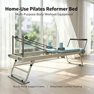 Macchina Pilates Reformer Pieghevole con Telaio in Acciaio, Attrezzatura <span class=keywords><strong>Portatile</strong></span> per Allenamento Core, Yoga, Potenziamento Muscolare e Fitness - Product Image 1