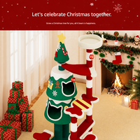 Arbre à chat de Noël, tour à chat multi-niveaux avec poteaux à gratter en sisal et niche en peluche, centre d'activités festif pour chats