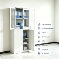 Archivador Metálico Desmontable al por Mayor para Fabricantes, Gabinete de Almacenamiento de Oficina con Puerta de Vidrio y Cerradura para Escuelas y Empresas