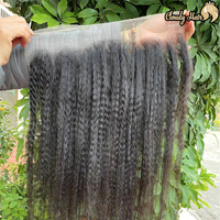 Cabello humano virgen de 13x4 sin procesar, cabello Natural rizado con encaje Frontal, Color negro, el mejor precio