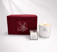 Boîte à souvenirs en velours rouge personnalisée à double couvercle avec logo en feuille d'argent, boîtes cadeaux pour kit de bougies de luxe, emballage pour mariage et remise de diplôme