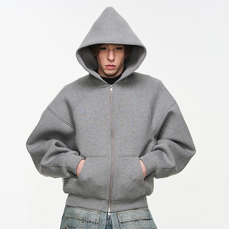 Cotton Oversized Printed Zip-up Hoodie