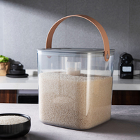Conteneur de stockage de céréales de 12 kg en PET transparent, design moderne, grande capacité, avec couvercle et poignée, pour la maison, la cuisine, le soja