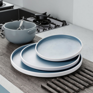 Offre Spéciale rond bon marché mélamine bleu et <span class=keywords><strong>blanc</strong></span> plaques - Product Image 6