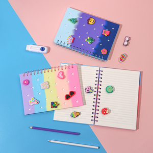 <b>A5</b> Spiral Notebook Replaceable Inner Pages 80 Sheets Silicone Cover Cartoon Button DIY Loose-Leaf Notebook Journal - Product Image 4