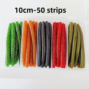 เหยื่อตกปลา PVC แบบนิ่ม 50 ชิ้น สีดำ ชนิดจมช้า สำหรับตกปลาแบส รูปทรงหนอน<span class=keywords><strong>ดิน</strong></span> - Product Image 2