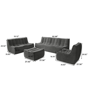 Canapé inclinable contemporain RTS compressé sous vide gris noir 1 2 3 places en tissu mélangé chenille et lin gaufré pour salon et villa - Product Image 5