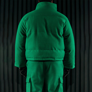 Vestes à poches cargo de haute qualité XJYD, fermeture éclair, tissage texturé sauvage, veste matelassée courte, veste matelassée verte à bulles pour hommes - Product Image 4