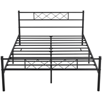 Lit double moderne Hengli en métal réglable, tailles Twin/Full/King/Queen, durable, garantie 1 an, portable, pour hôtel, chambre, appartement, école