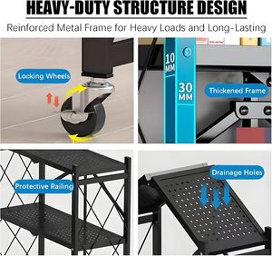 Multi Layer Floor-Standing Home Metal Collapsible Stackable <b>Kitchen</b> Rack Stainless Steel <b>Storage</b> Foldable Display Rack - Product Image 3
