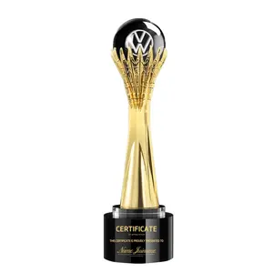 High Quality Sports Award Crystal Trophies Sandblasting Custom Basketball Crystal Metal Trophy Sports Souvenir Award