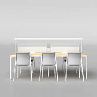 Bureau de lecture multi-personnes au design jeune pour l'école, l'université, l'hôtel, la bibliothèque, table d'étude collaborative avec gestion des câbles et éclairage LED