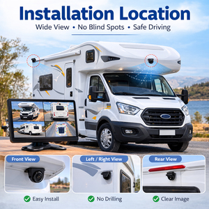 Caméra de recul réglable <span class=keywords><strong>pour</strong></span> angle mort AHD 1080P, vue latérale de <span class=keywords><strong>voiture</strong></span>, angle réglable de 120 à 160 degrés, câble de commutation facile à installer, IP68 - Product Image 3