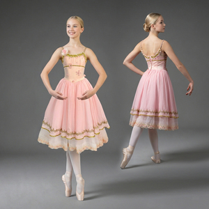 Tutu de ballet vintage romantique rose fait main, robe longue de spectacle scintillante, costume de danse de scène pour Le Réveil de Flore - Product Image 1