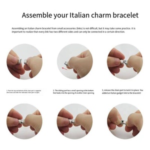 Elástico de Eslabones de Oro <span class=keywords><strong>Rosa</strong></span> Púrpura Rojo Oro Plain Charm Bracelet 316l Acero Inoxidable En Blanco Plata Italiano Encantos y Pulsera - Product Image 6