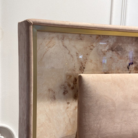 Lit moderne en velours italien de luxe, rembourré, avec éclairage LED, pour chambre principale, villa, hôtel, appartement, design modulaire