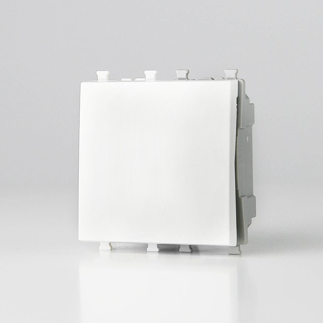 EU Standard 44* 44mm Modular Plastic Electrical Wall Switch 1 Gang 1/2 Way Fireproof PC Material for Home Hotel Lighting Control