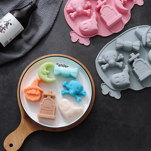 Moule à gâteau en silicone 100 % écologique, série Halloween, avec motifs citrouille, fantôme et pierre tombale - Product Image 2