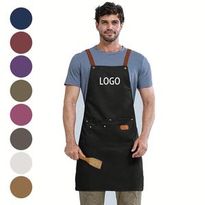 Customized Personality Logo Bib Polyester Durable Eco-Friendly Sleeveless <b>Aprons</b> Pocket for <b>Kitchen</b> Restaurant Barber Shop - Product Image 3