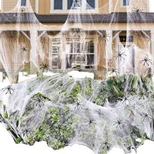 1400 Sqft cadılar bayramı örümcek ağları süslemeleri için 150 ekstra örümcekler süper sıkı Cobwebs kapalı ve açık cadılar bayramı dekor - Product Image 1